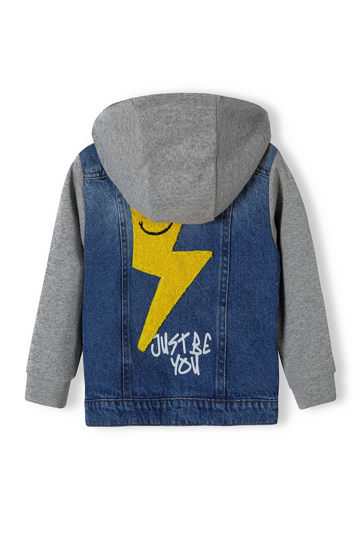 Denim Jacket with Fleece Hood, Light Blue - 3