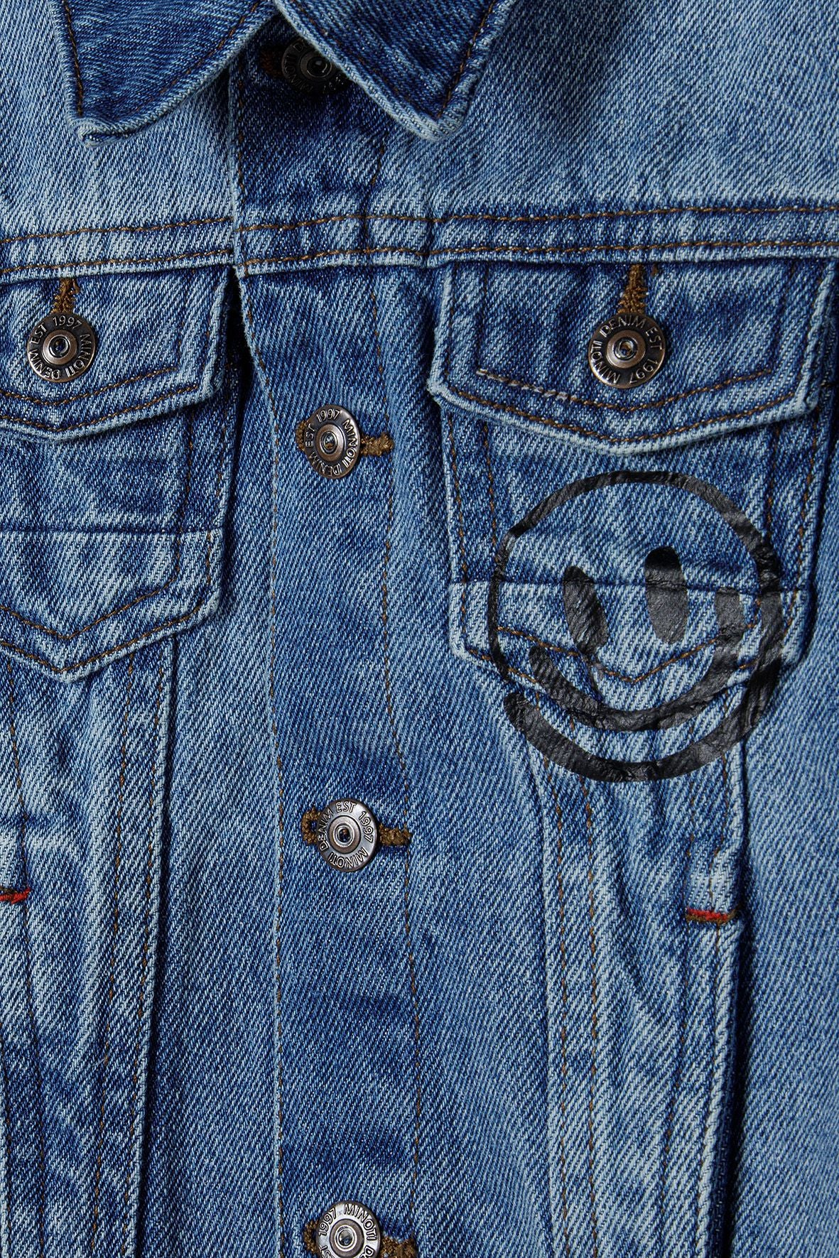 Denim Jacket with Fleece Hood, Light Blue - 4