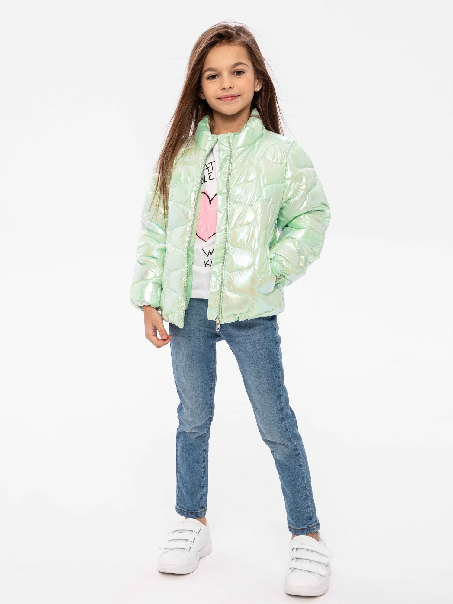 Quilted Puffer Jacket, Mint Green, Iridescent - 1