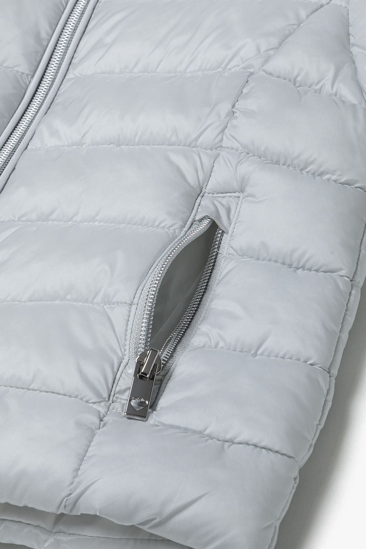 Quilted Puffer Jacket, Silver, Lightweight - 6