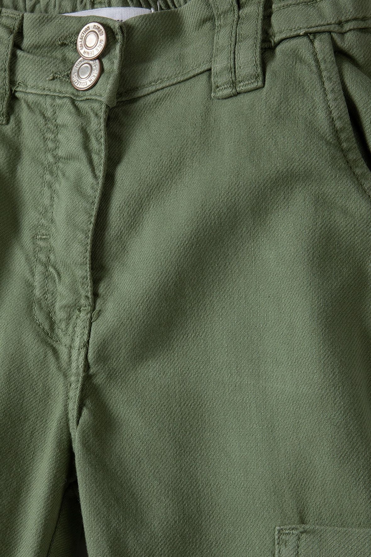 Cargo Trousers, Khaki, Elasticated Waist - 4