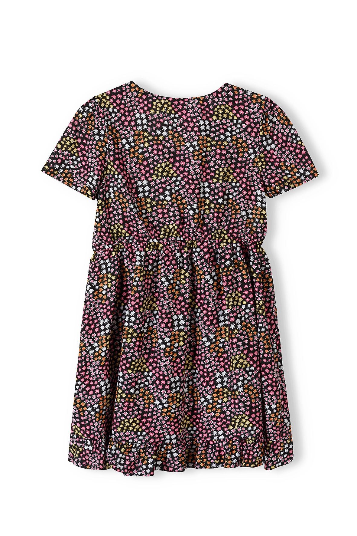 Wrap Dress, Multicolour Star Print, Frill Hem - 3