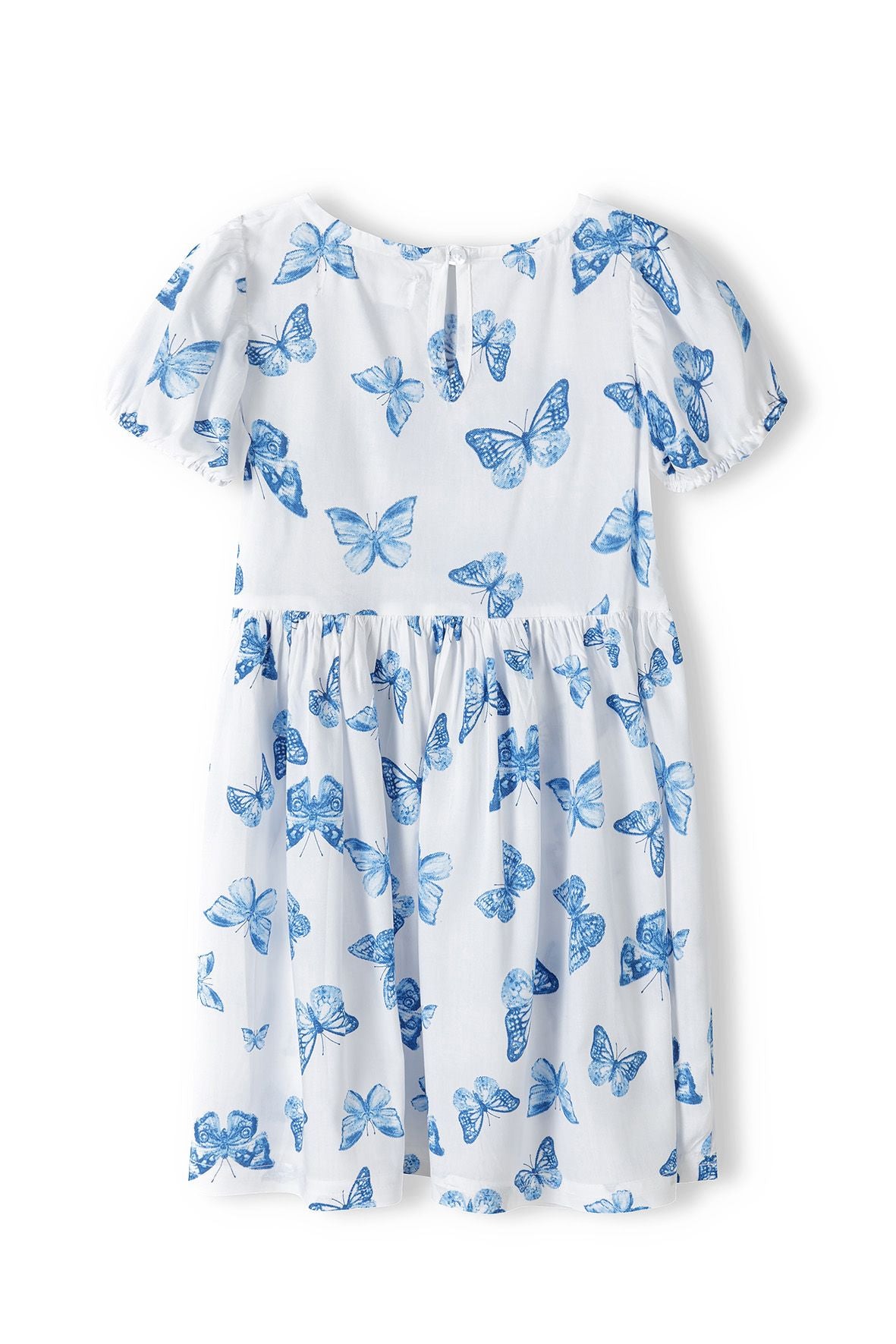Butterfly Print Dress, Short Sleeve, White - 3