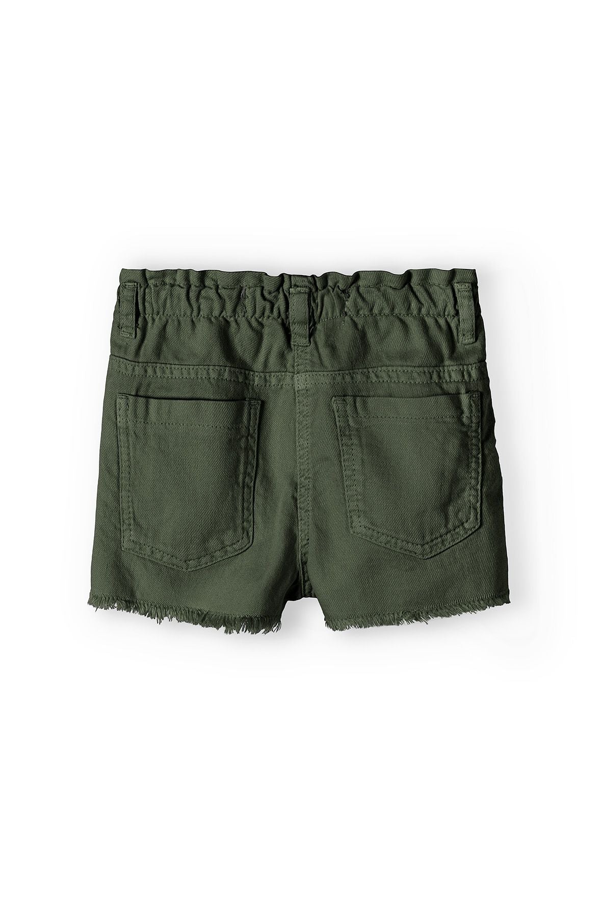 Twill Shorts, Paperbag Waist, Frayed Hem, Khaki - 3