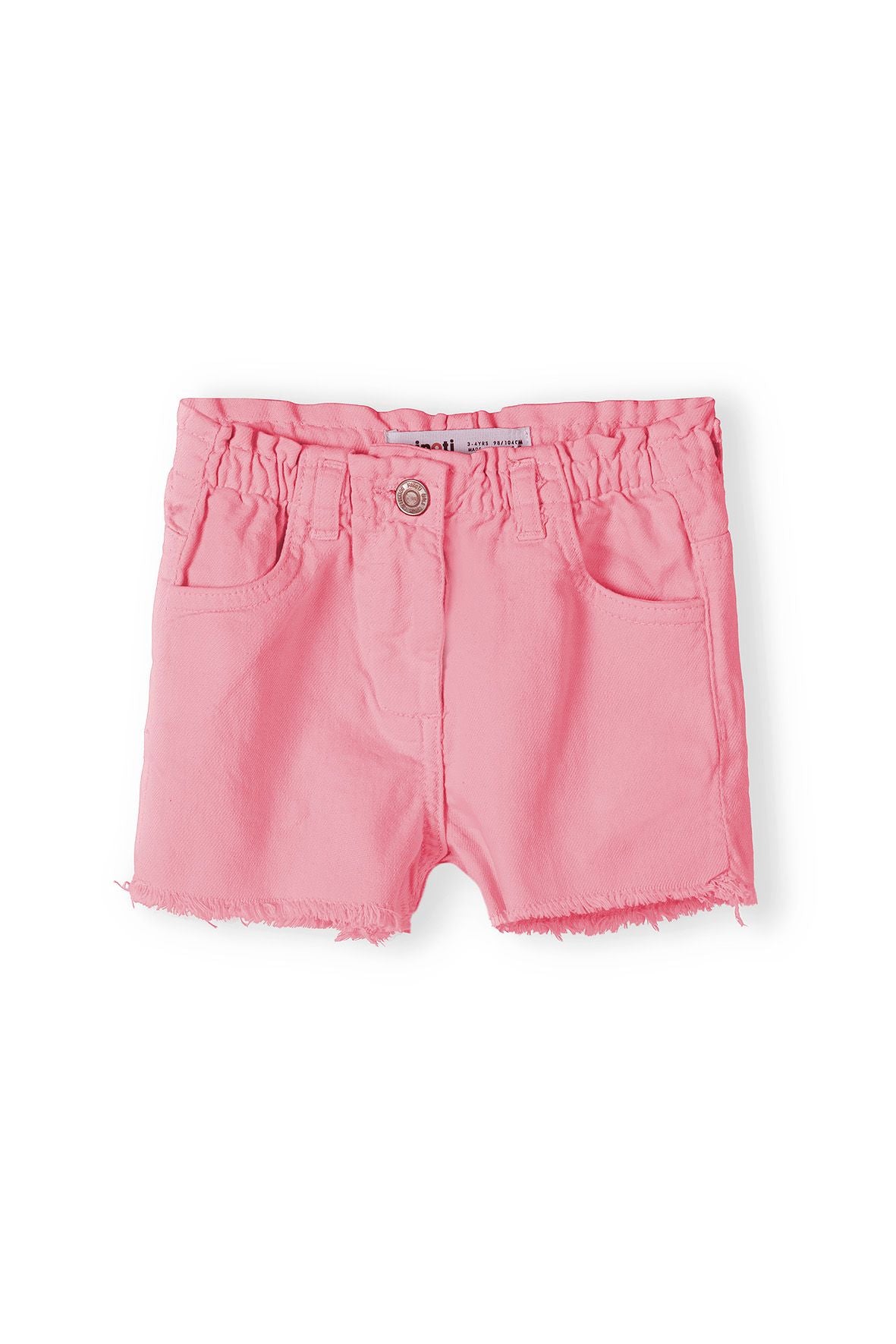 Shorts de sarga con cintura paperbag, coral