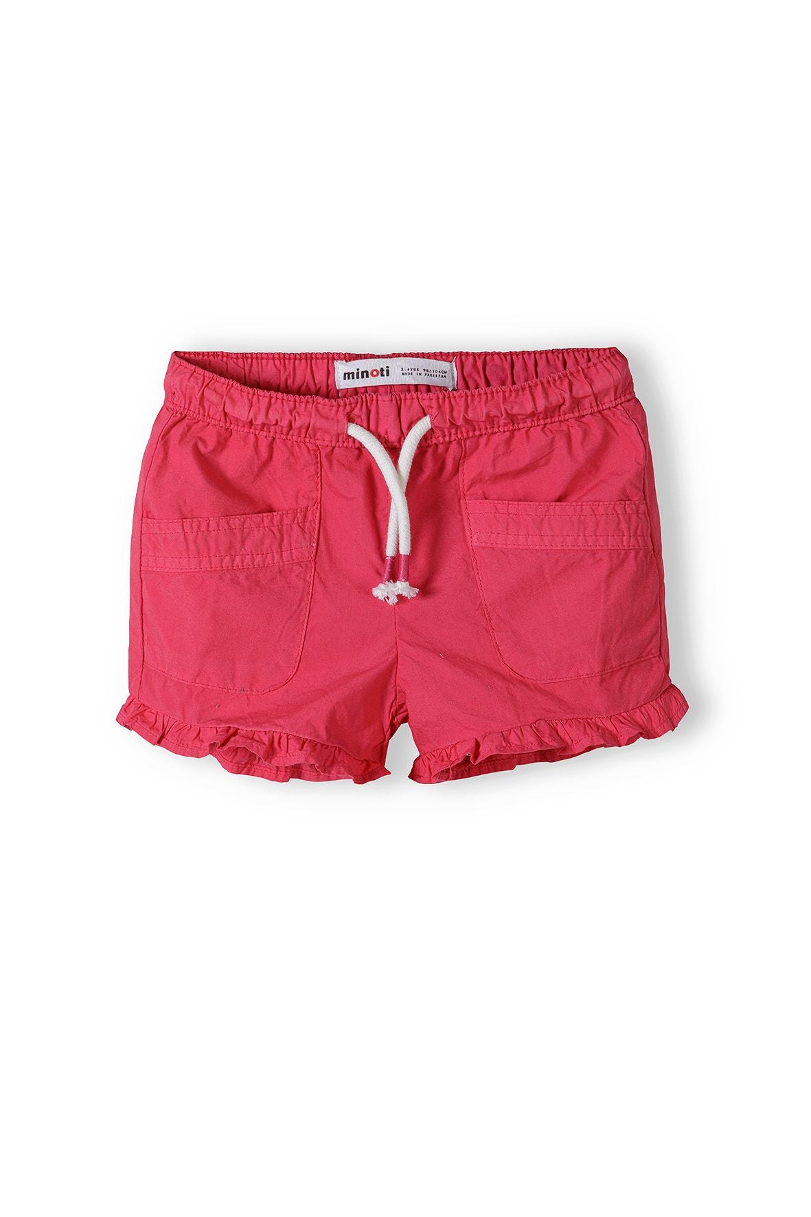 Poplin Shorts, Pink, Frill Hem, Drawstring - 2