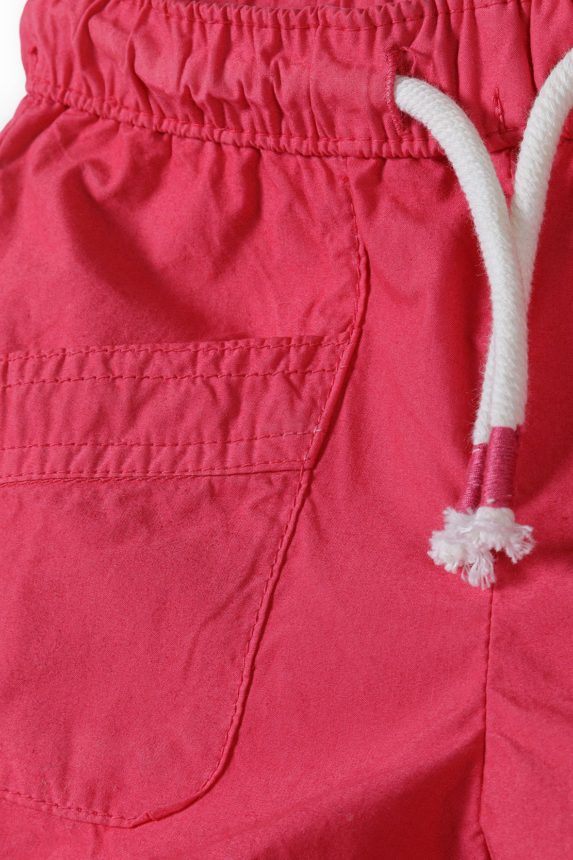 Poplin Shorts, Pink, Frill Hem, Drawstring - 4