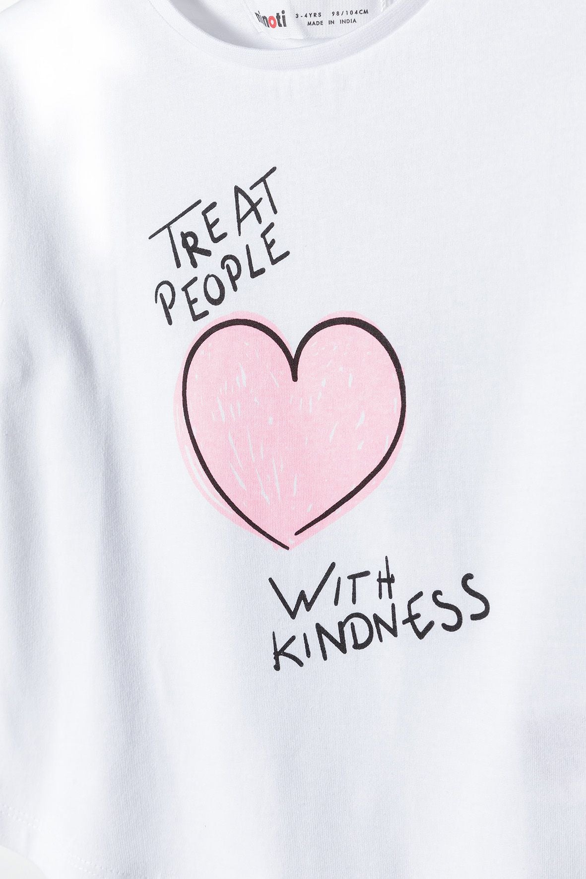 Short Sleeve T-Shirt Kindness Heart White Pink - 3