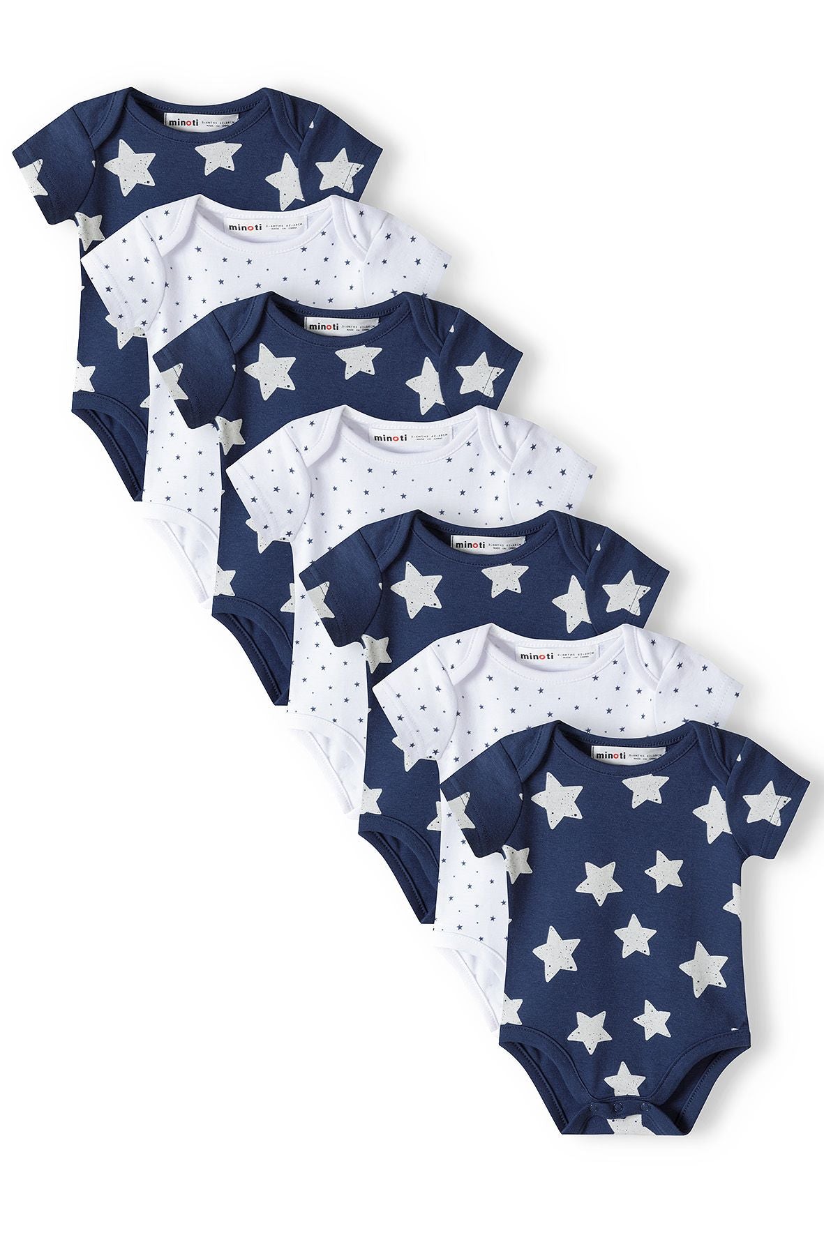 Short Sleeve Bodysuits 7-Pack, Stars, Navy White - 1