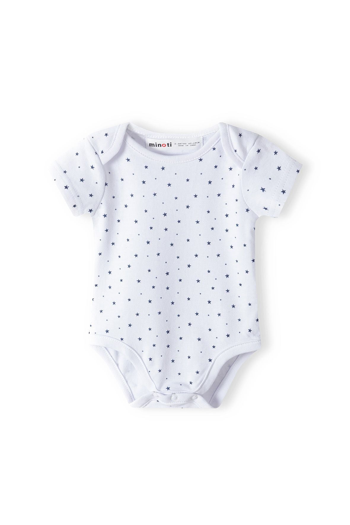 Navy and white short-sleeved bodysuits, white star front.