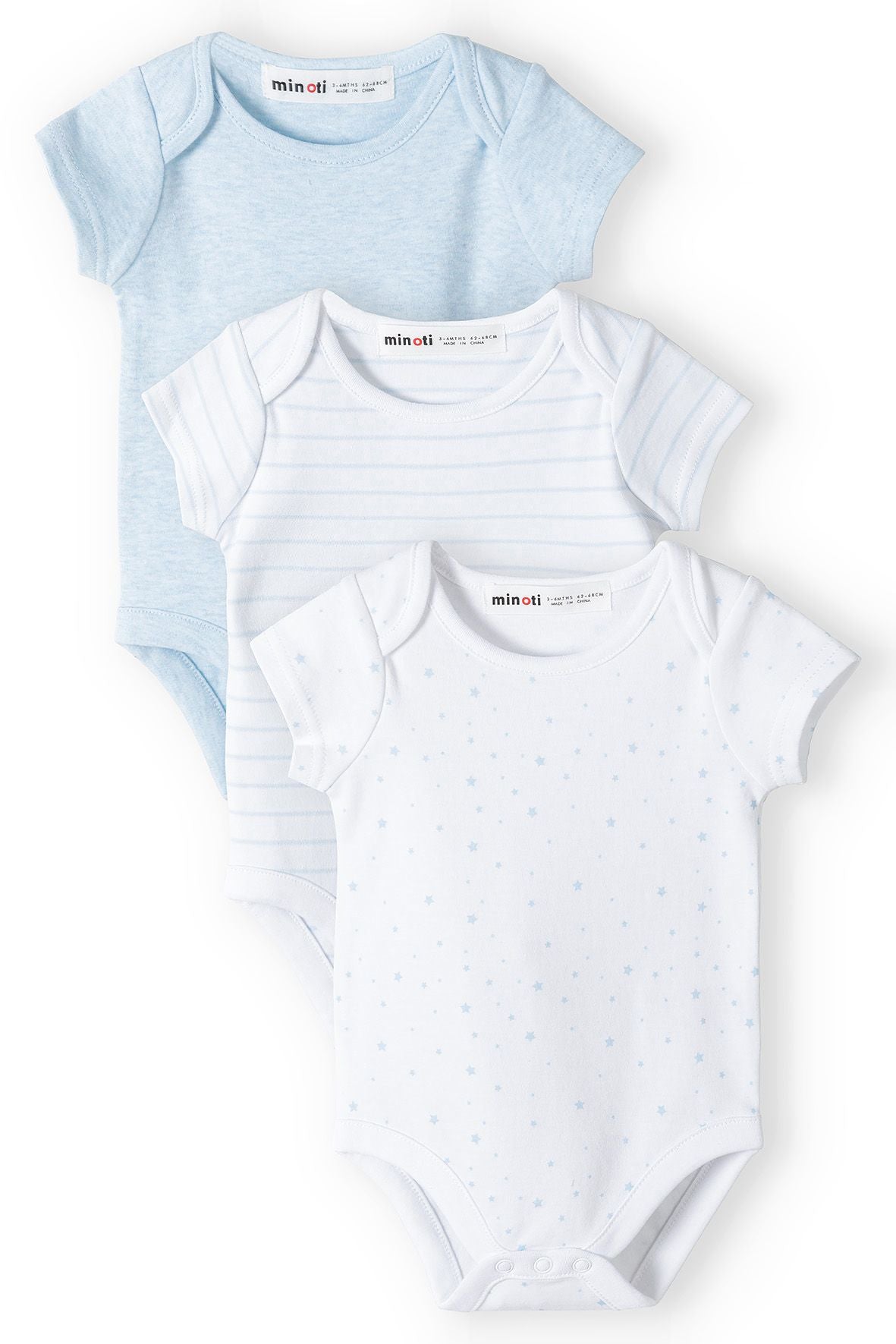 Short Sleeve Bodysuits 3-Pack, Blue, Stars & Stripes - 1
