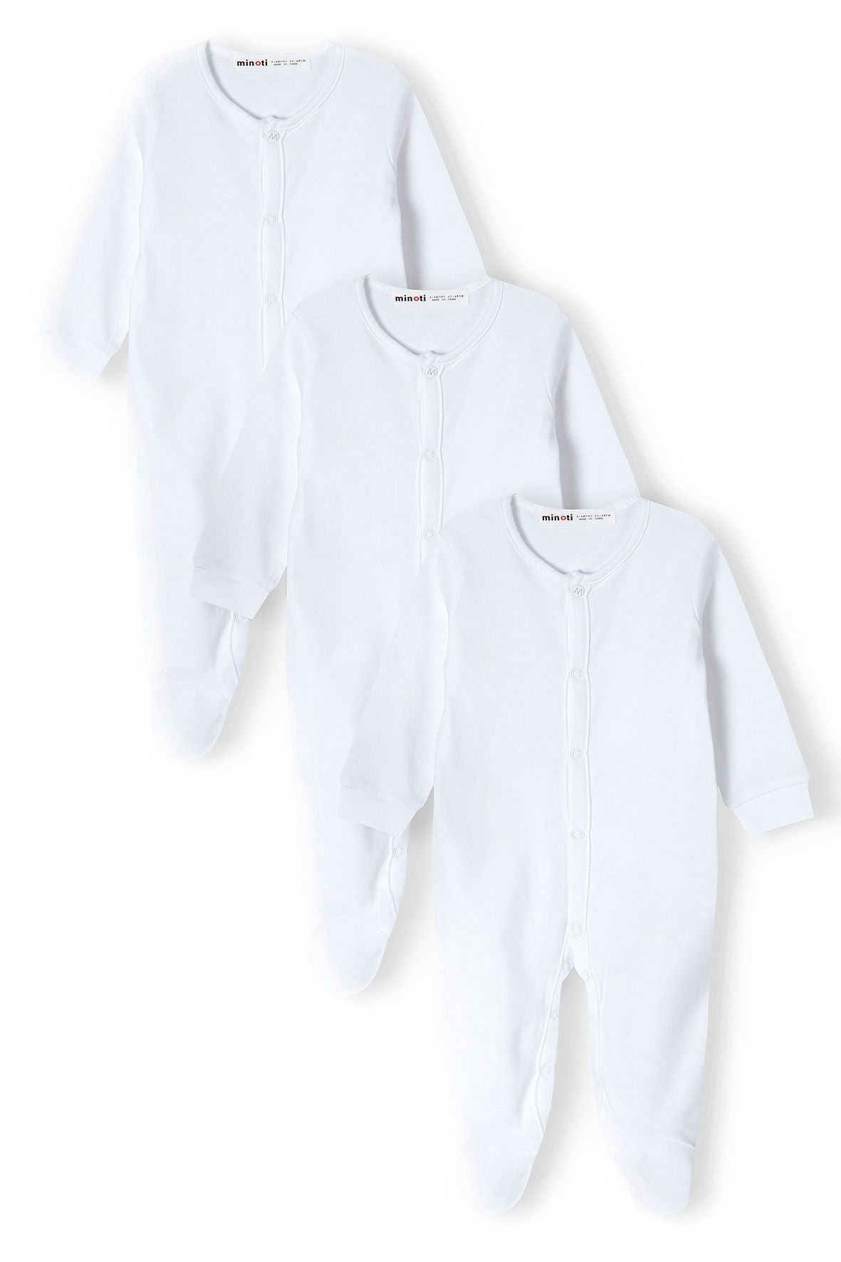 Baby Sleepsuits 3-Pack Long Sleeve White - 1