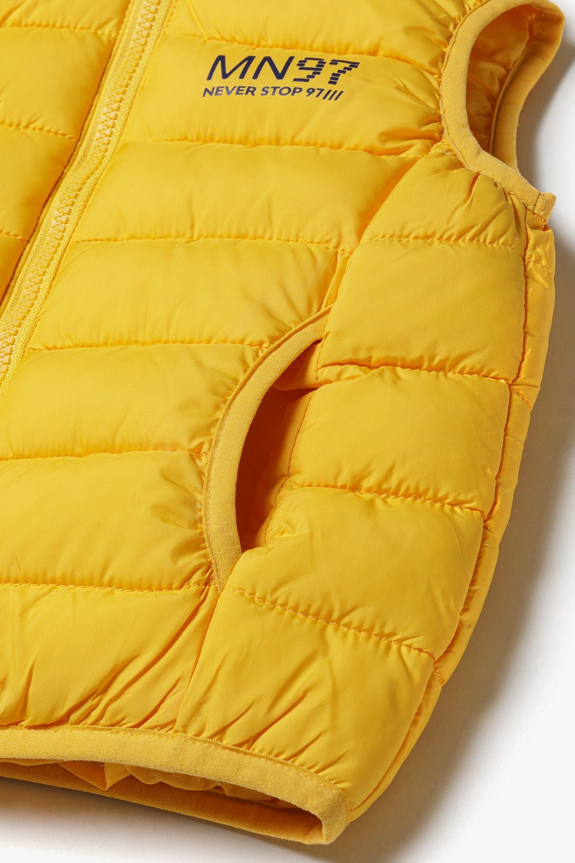 Quilted Padded Gilet, Yellow, Zip-Up - 4
