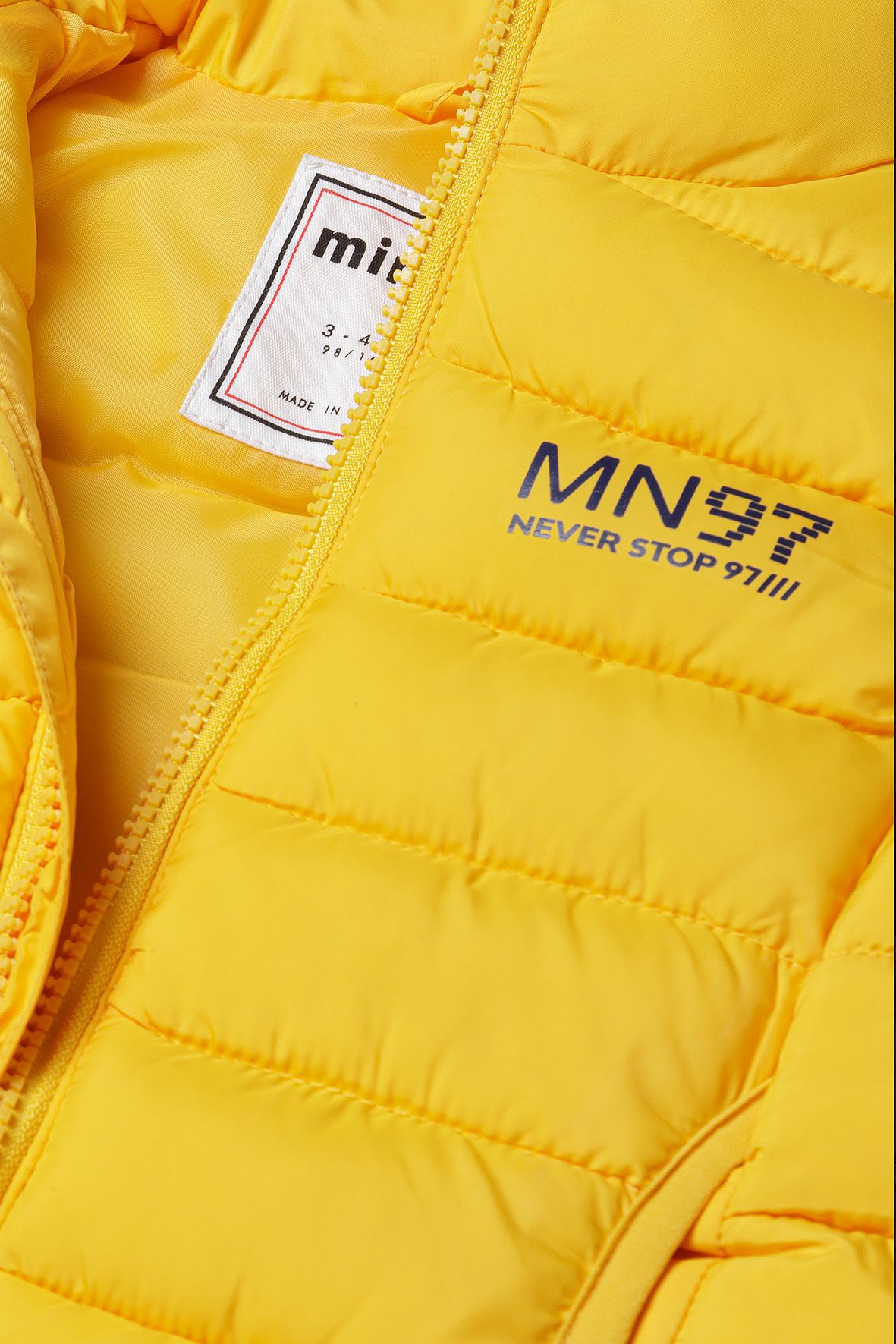 Quilted Padded Gilet, Yellow, Zip-Up - 5