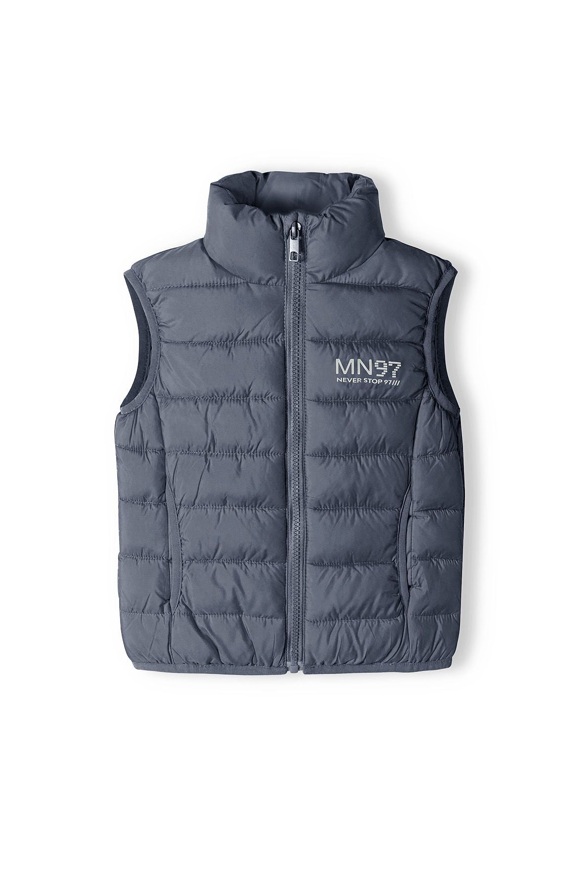 Padded Gilet, Grey, Stand Collar