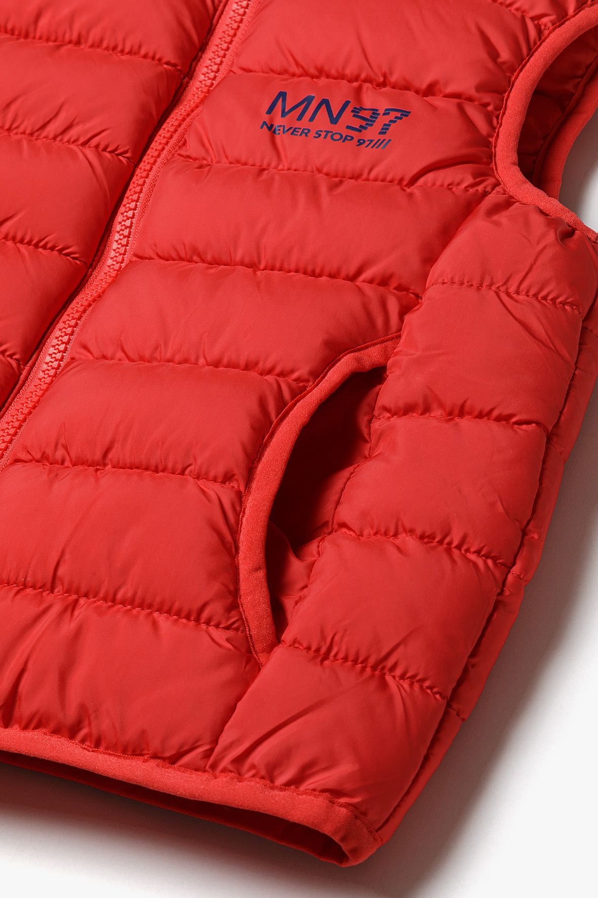 Padded Gilet, Red, Stand Collar - 4