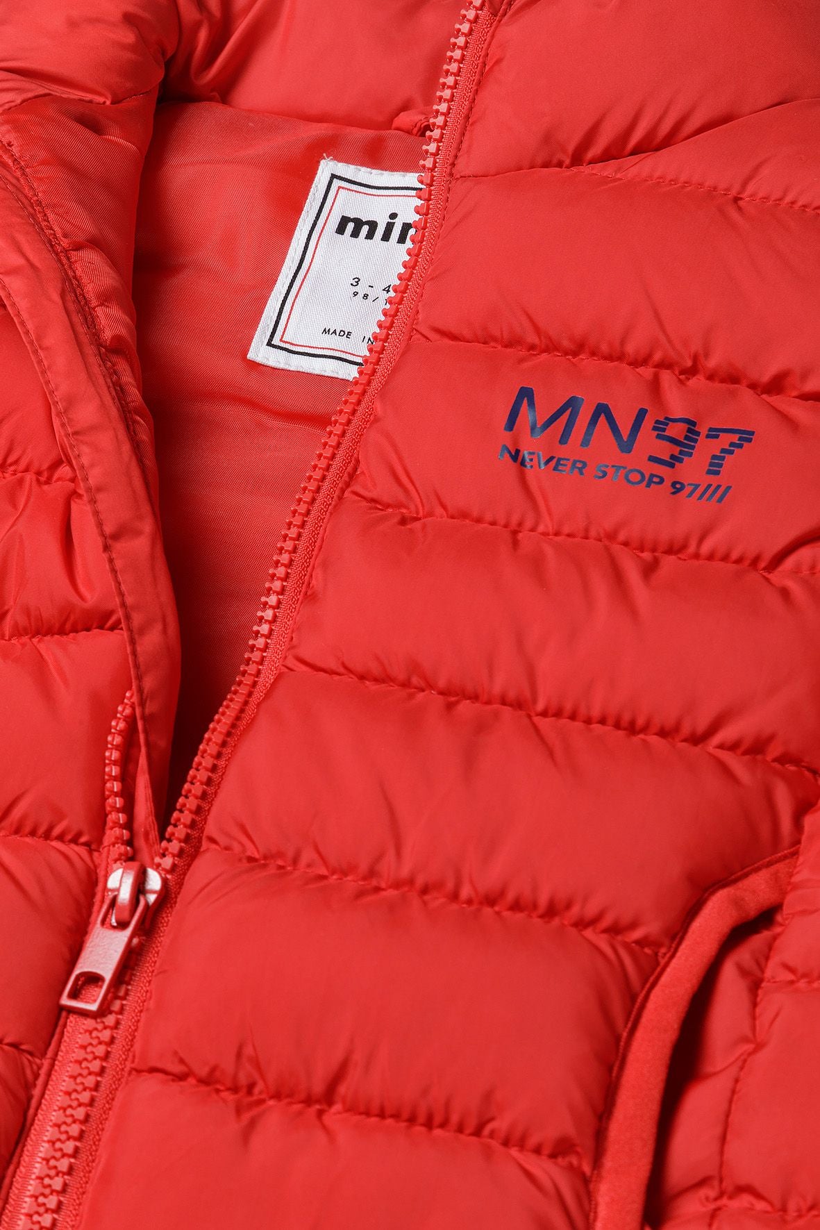 Padded Gilet, Red, Stand Collar - 5