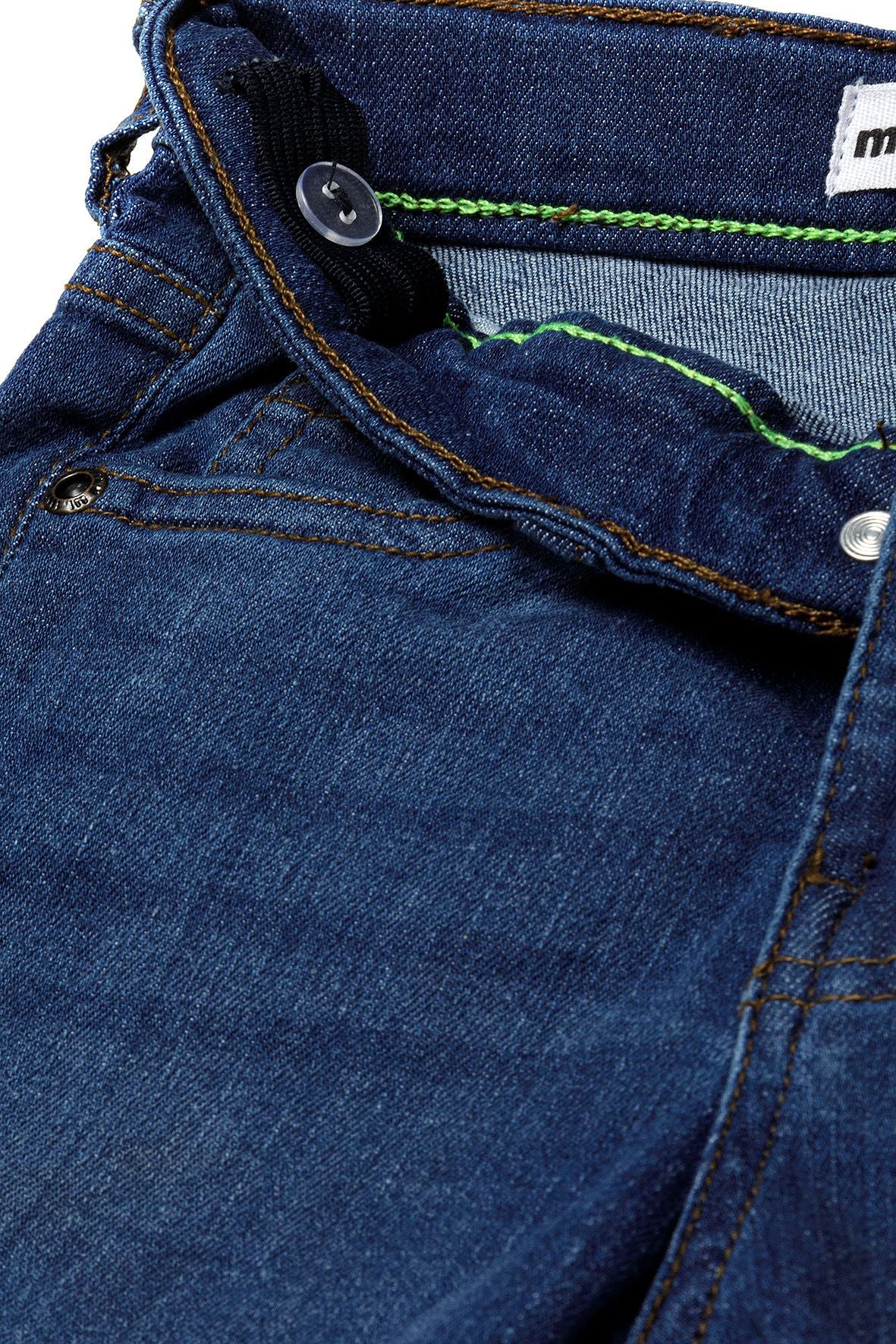 Denim Shorts, Navy, Five Pocket, Rolled Cuffs - 3