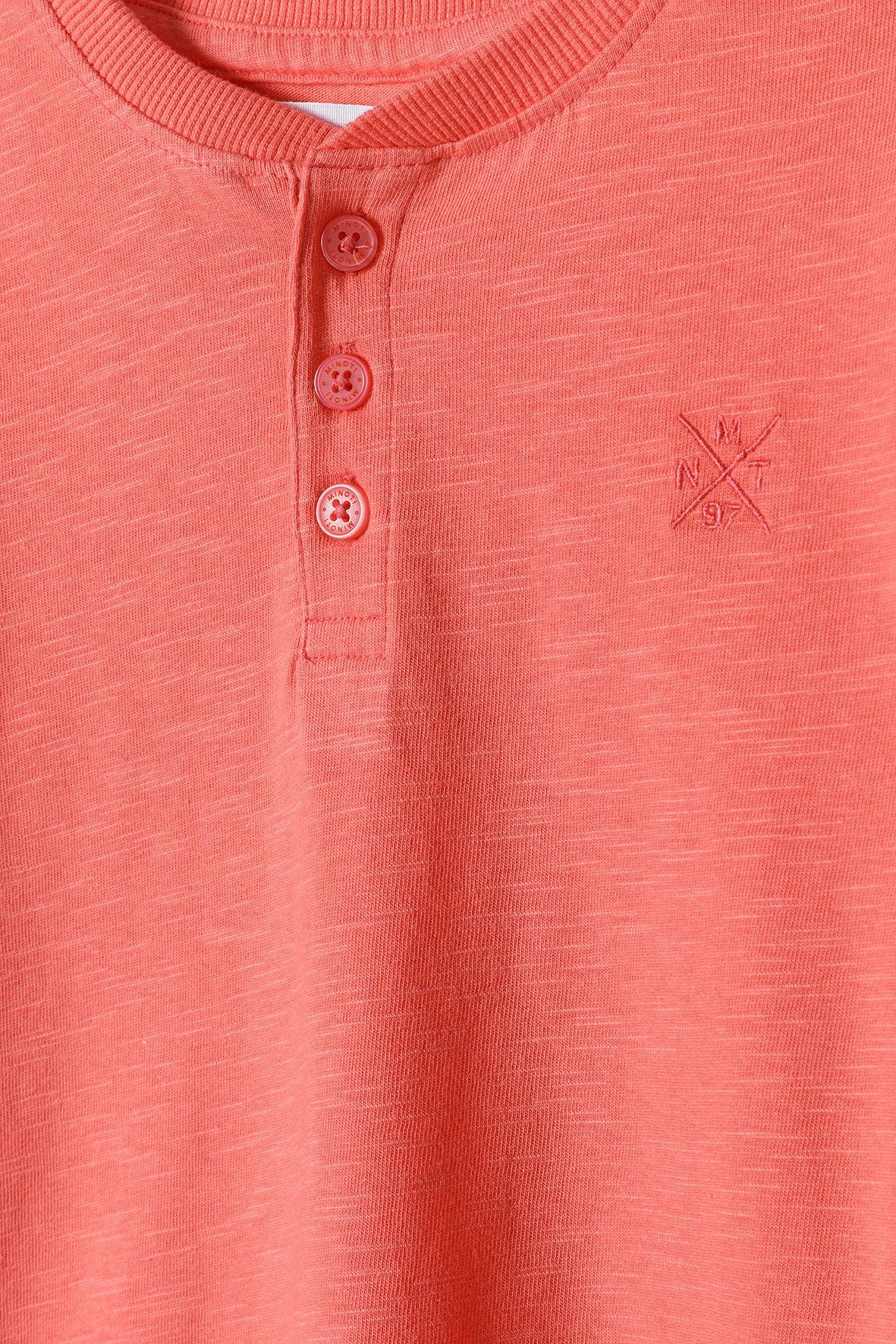 Henley T-Shirt Coral Button Neck - 4