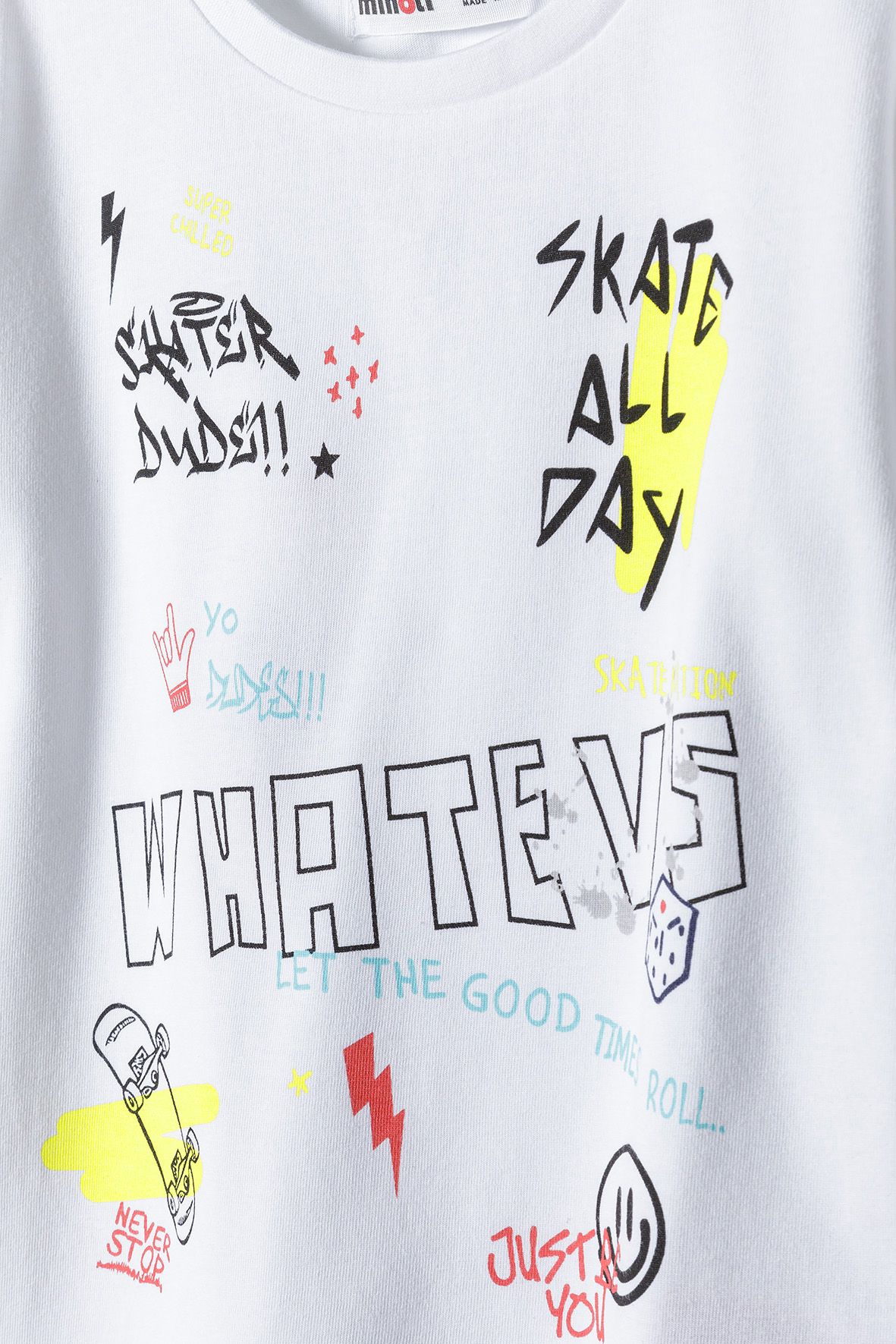 Skateboard Graphic T-Shirt, White, Short Sleeve - 4