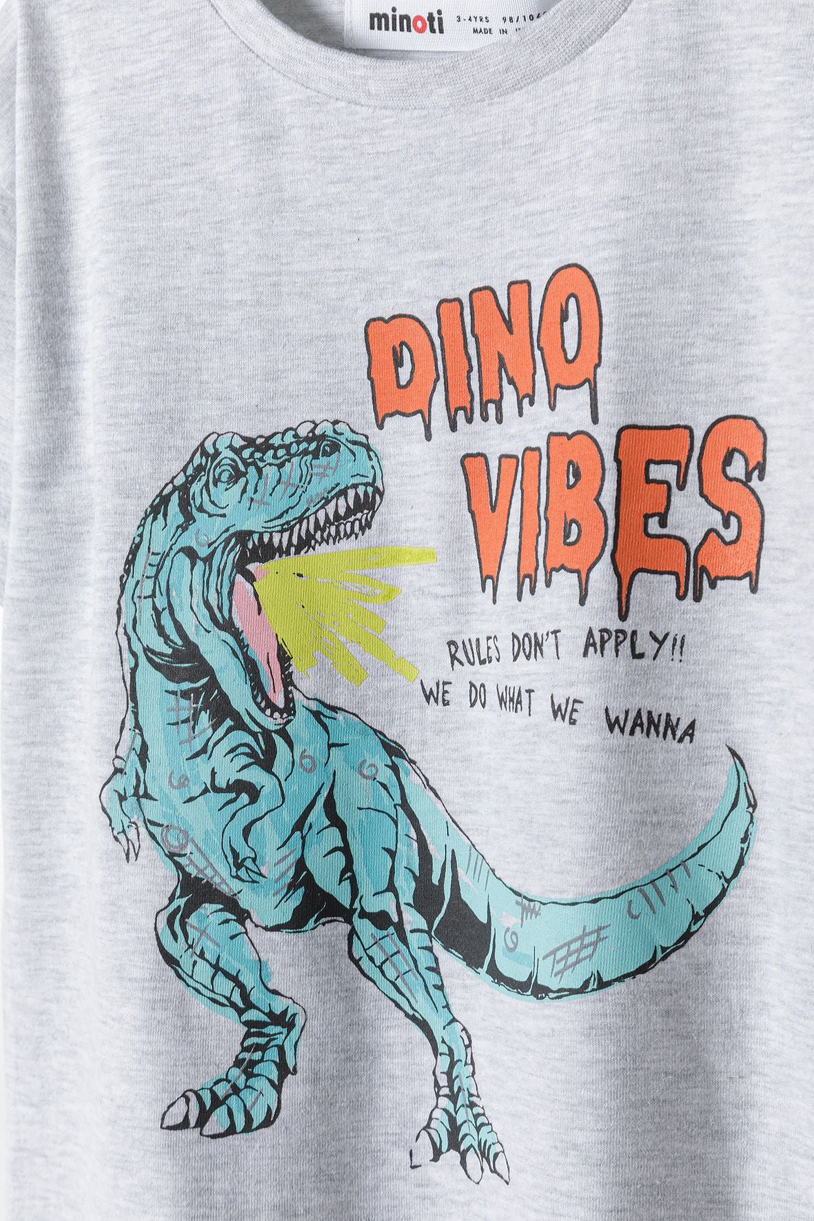 Short Sleeve T-Shirt, Grey Dino Vibes - 3