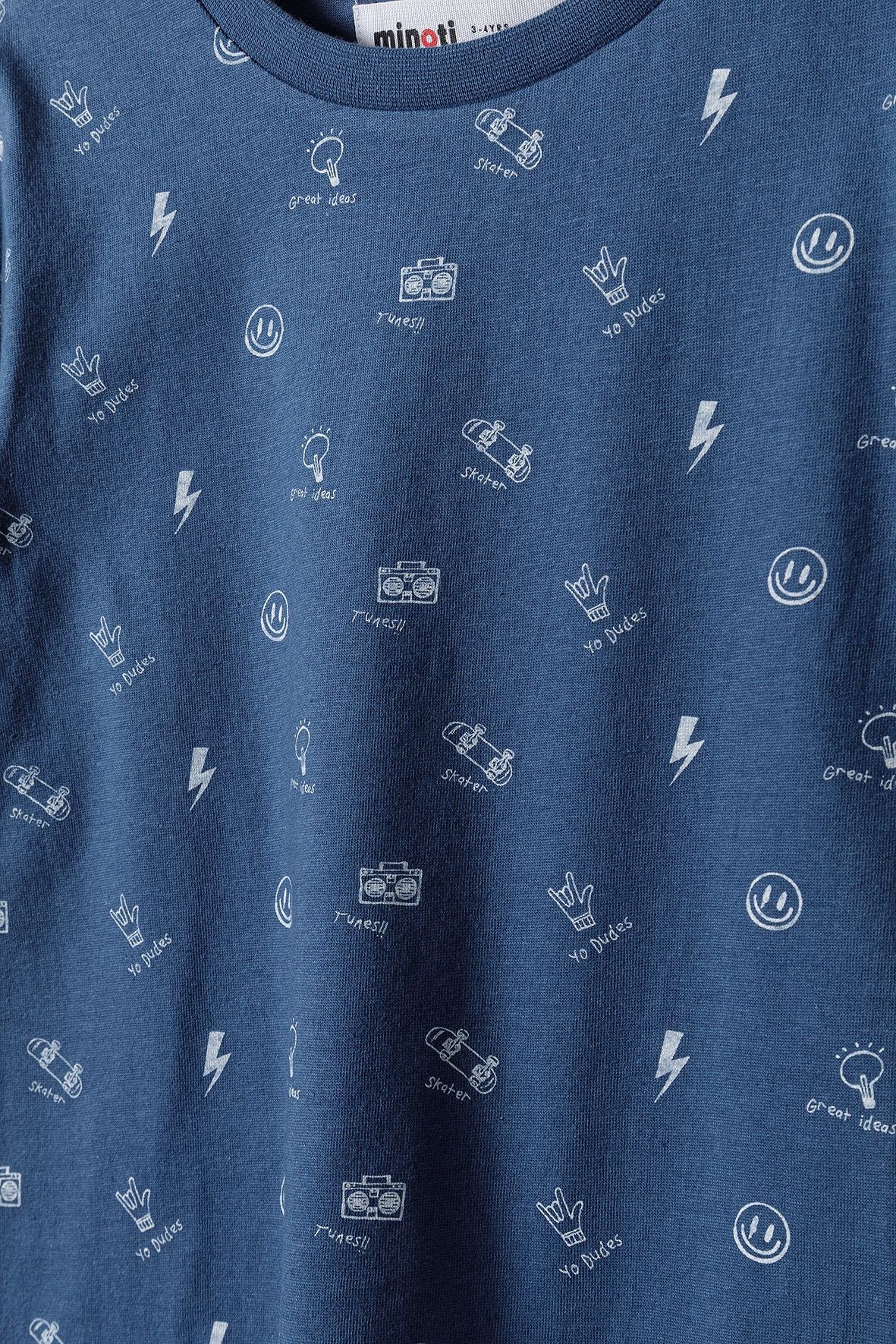 Graphic T-Shirt, Navy Blue, All-Over Print - 4