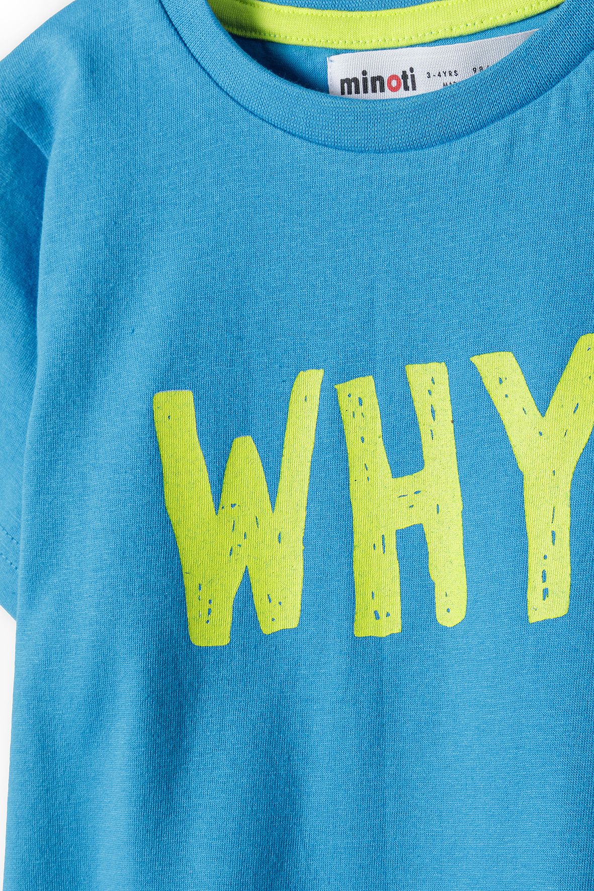 Short Sleeve T-Shirt, WHY! Print, Turquoise - 4
