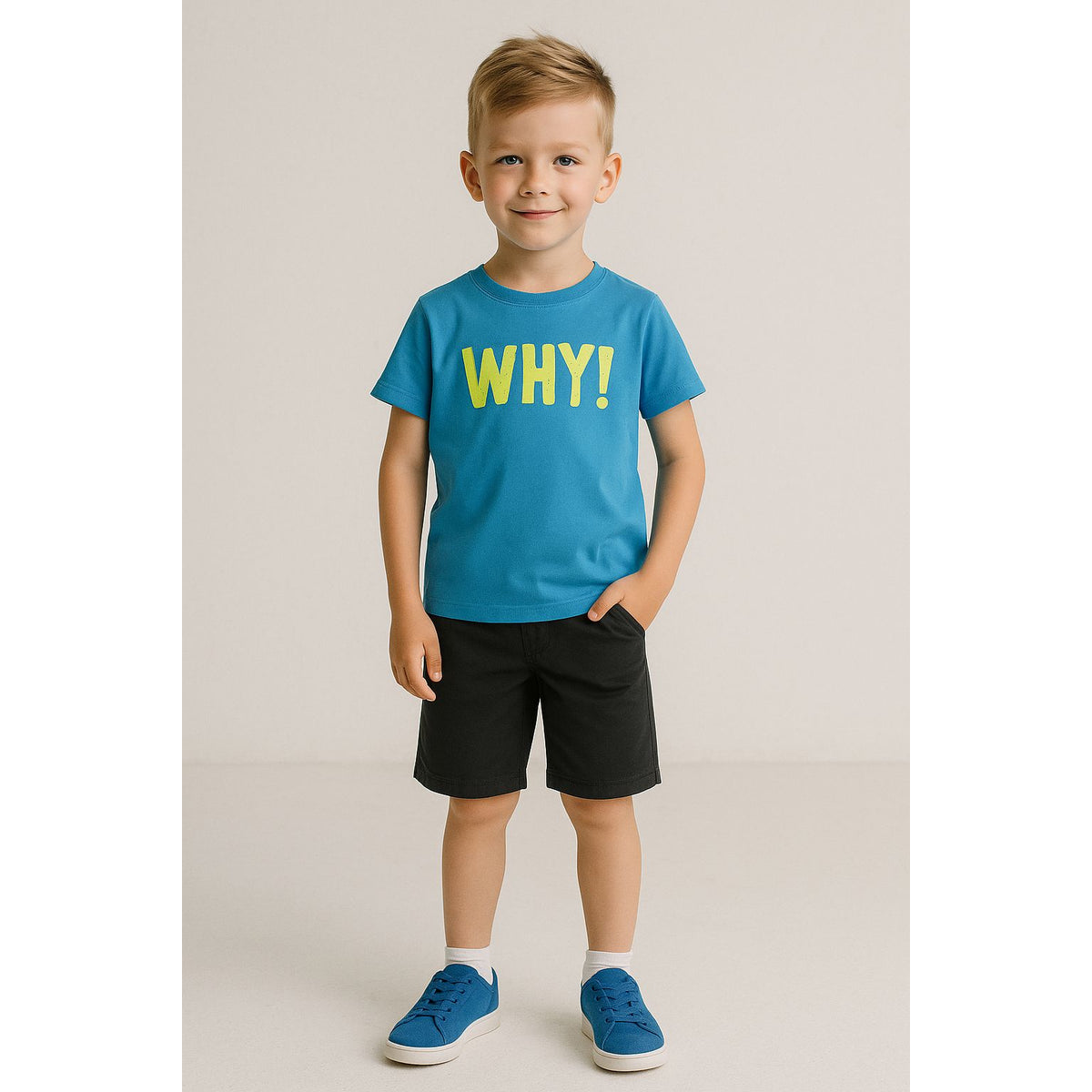 Boys' graphic t-shirt in turquoise — complete product view for square Shop card