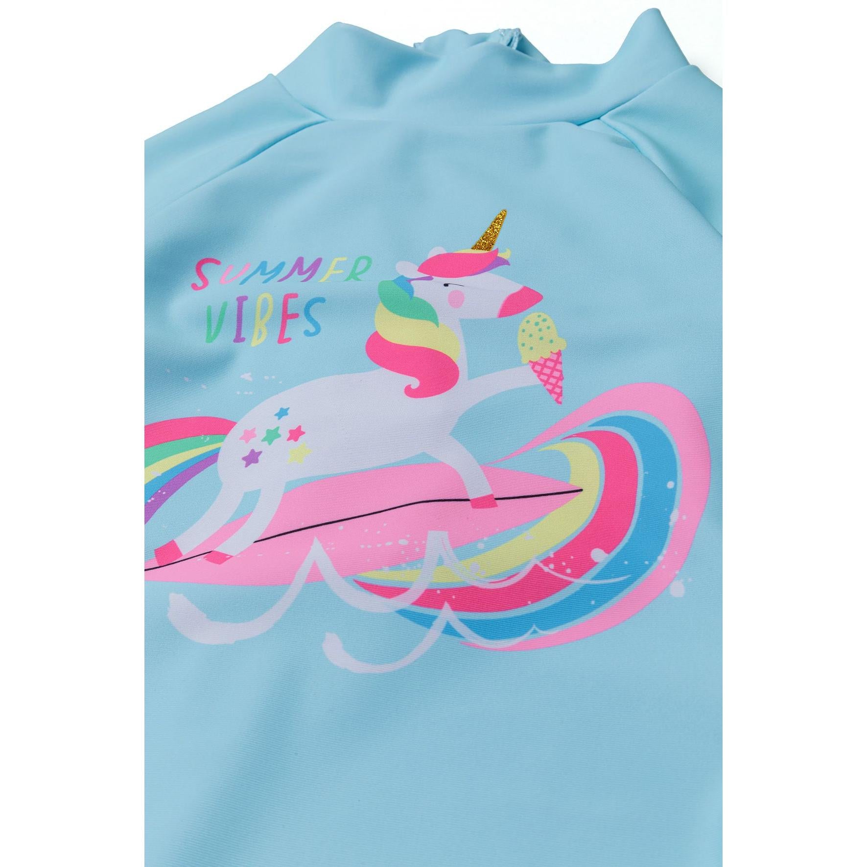 Light blue swim hat with neck protection flap and matching color scheme against white background