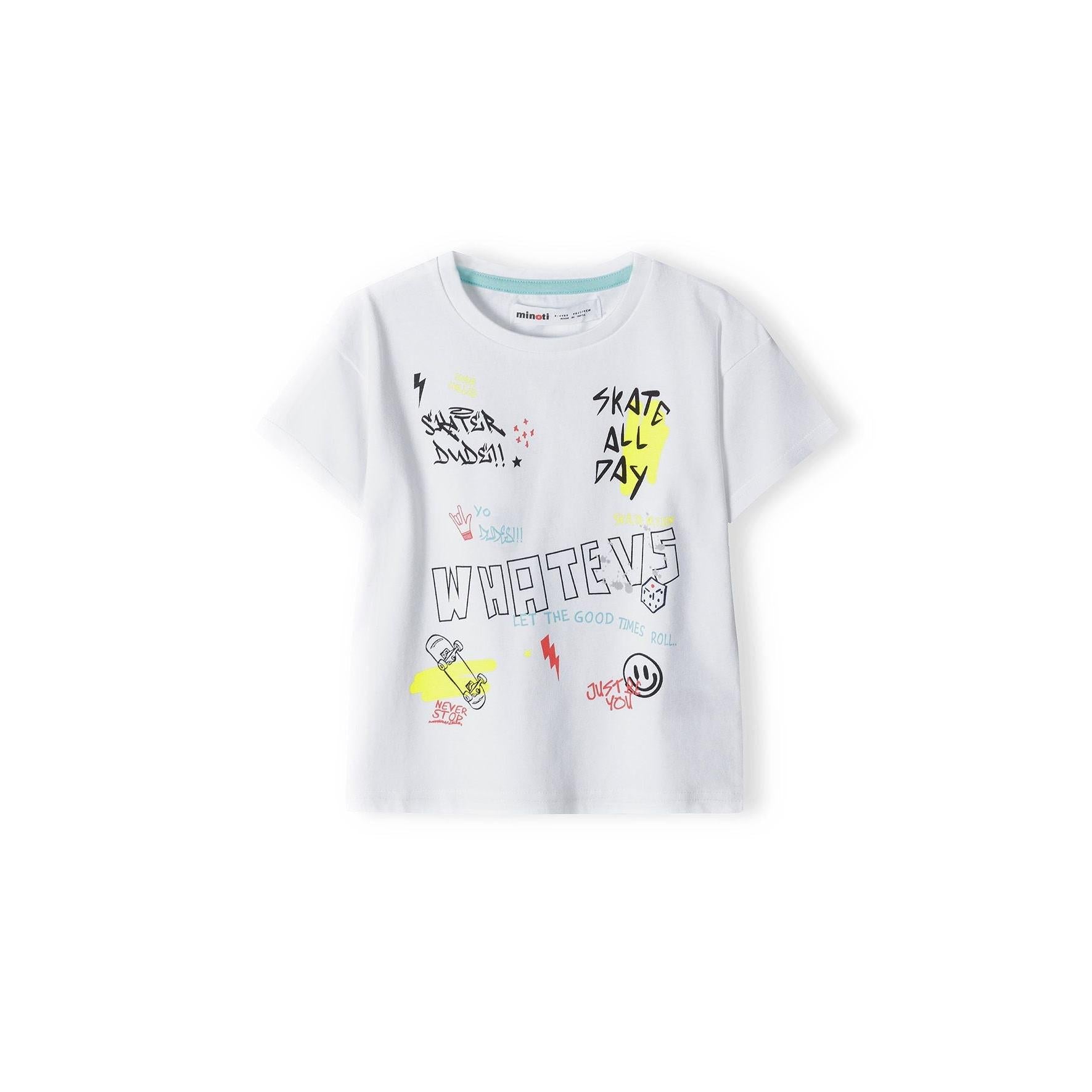 Back view of white t-shirt laid flat showing plain design without graphics