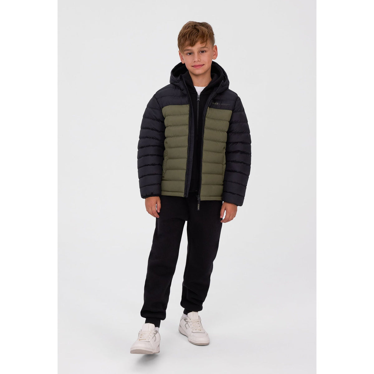 Boys' colour-block padded jacket — complete product view for square Shop card