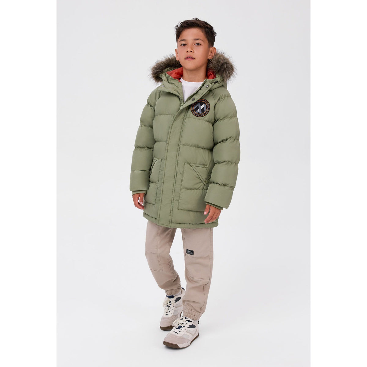 Padded parka with removable hood trim — complete product view for square Shop card