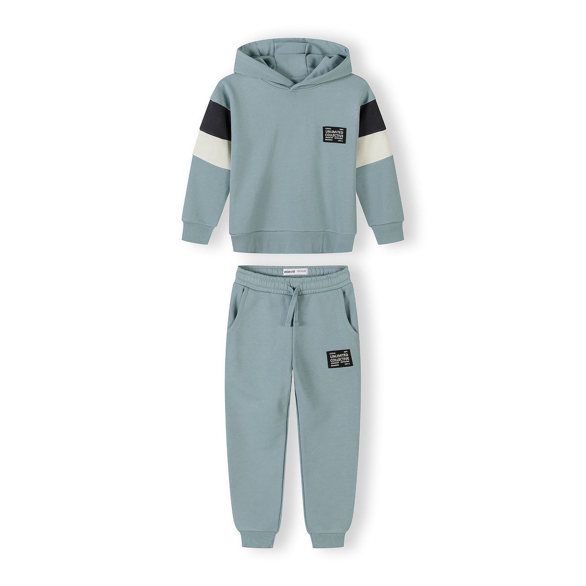 Boys' hoodie and joggers set in blue grey — complete product view for square Shop card