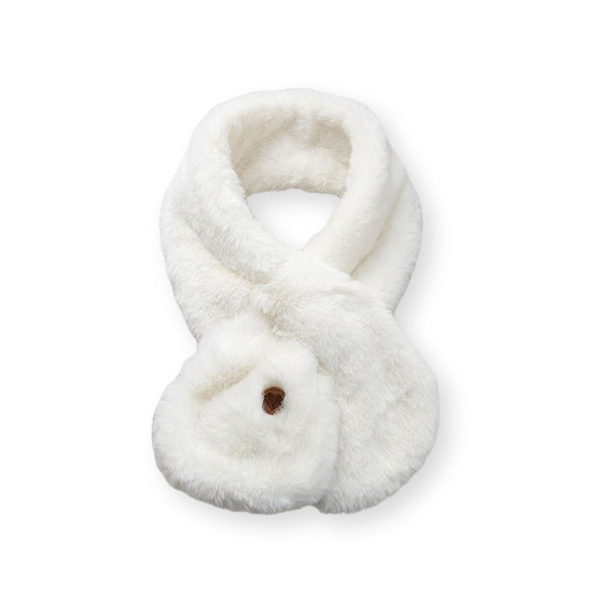 Faux fur scarf in cream — complete product view for square Shop card