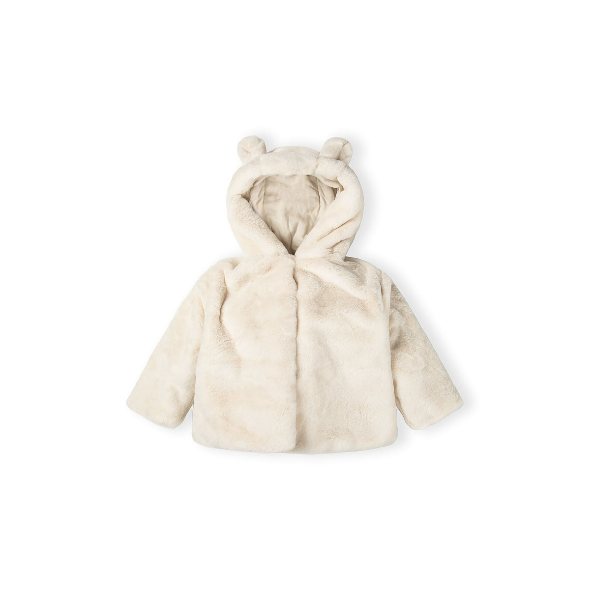 Baby fluffy jacket in cream — complete product view for square Shop card