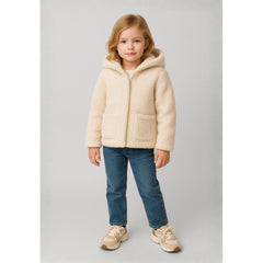 Girls' teddy jacket in cream — complete product view for square Shop card