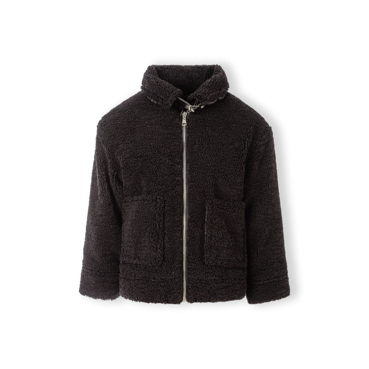 Girls' teddy jacket in black — complete product view for square Shop card