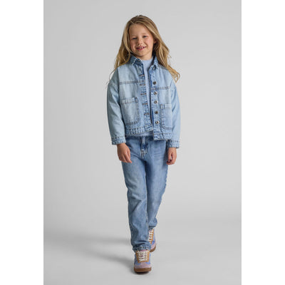 Girls' denim jacket in light blue — complete product view for square Shop card