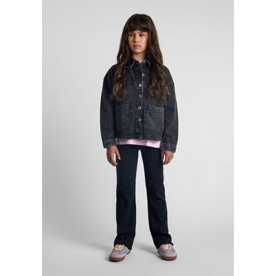 Girls' denim jacket in washed black — complete product view for square Shop card