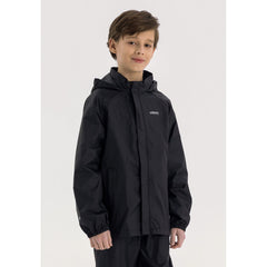 Girls' packaway hooded jacket in black