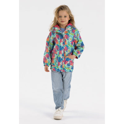 Kids' hooded printed jacket in multicoloured — complete product view for square Shop card