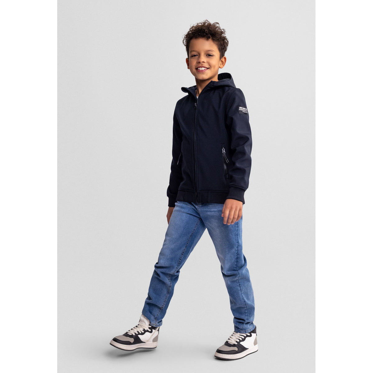 Boys' hooded jacket in black — complete product view for square Shop card