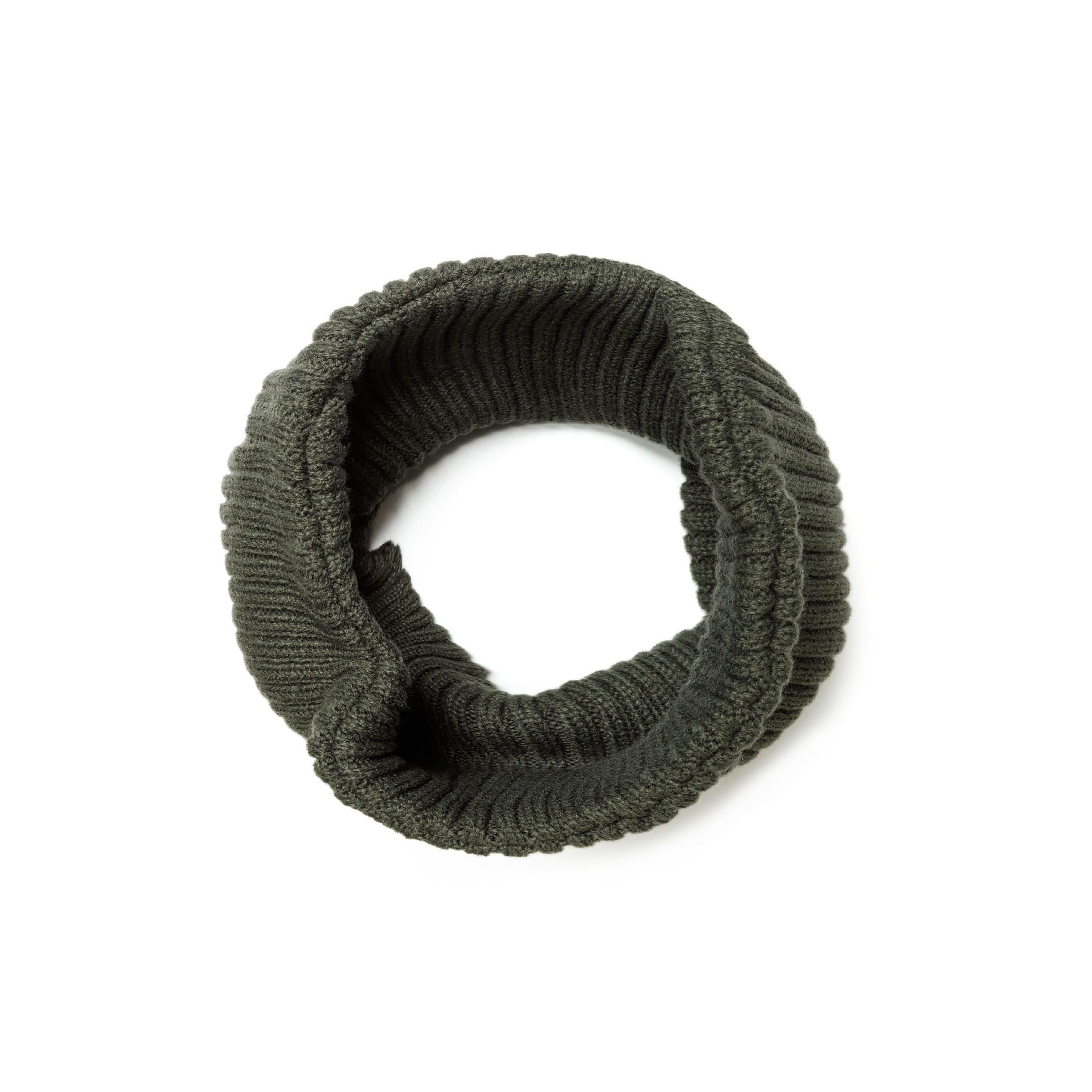 Detailed view of ribbed knit texture in khaki colour showing the vertical stitch pattern and fabric quality