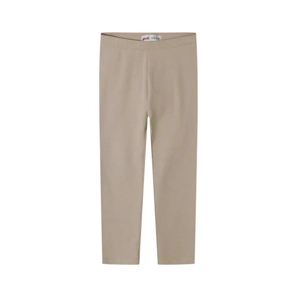 Single charcoal grey jersey leggings laid flat with Minoti label visible at waistband on black background