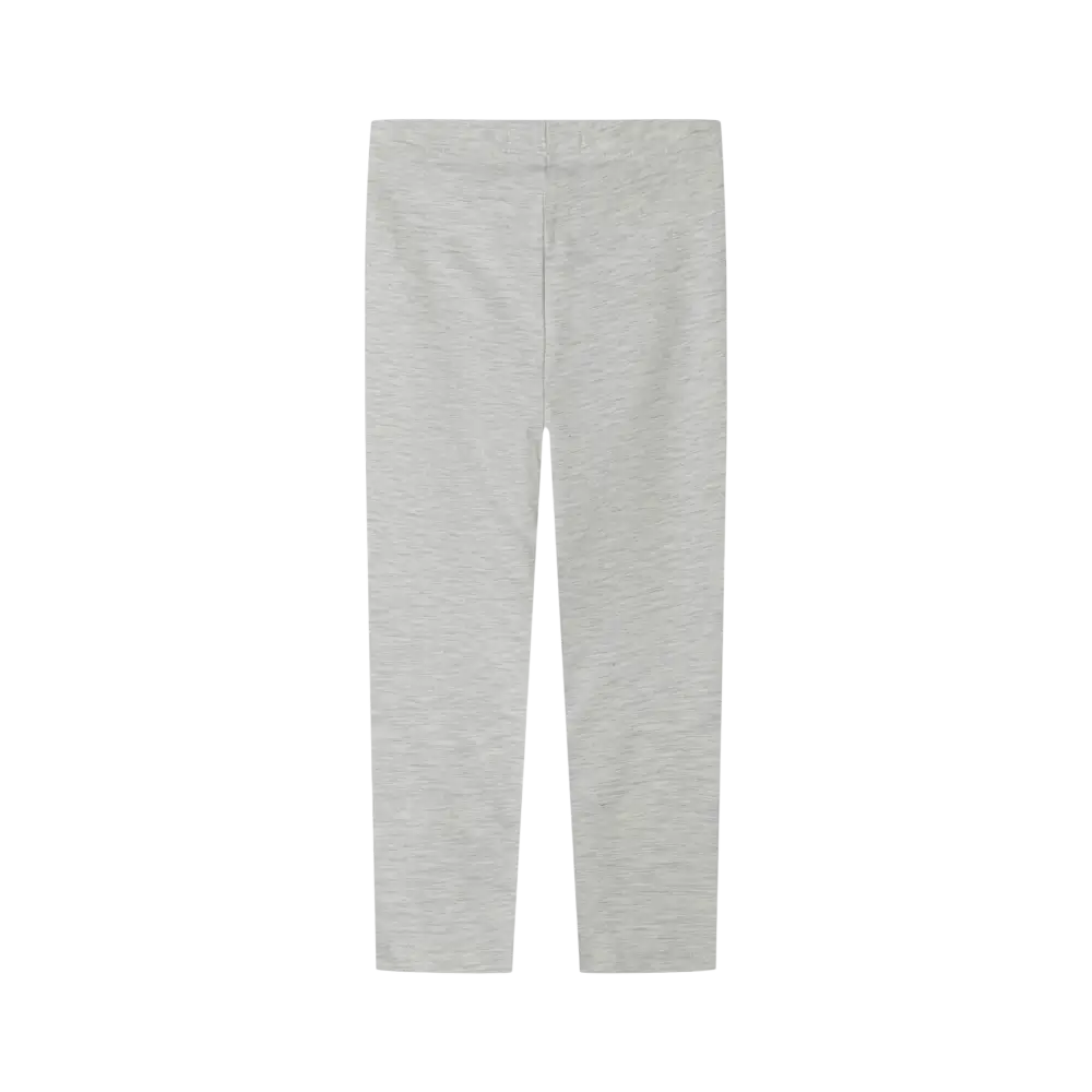 Single charcoal grey jersey leggings laid flat with Minoti label visible at waistband on black background