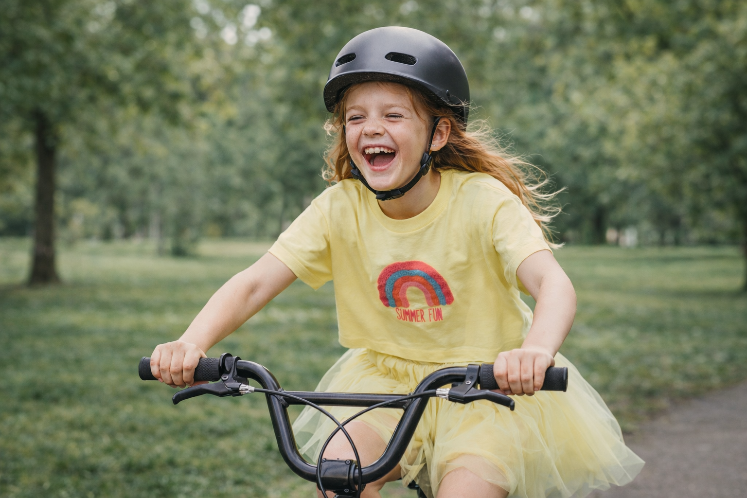 Little girl riding a bike — single dad's story about learning to dress his daughter