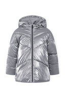 Kurtka dziewczęca z połyskiem srebrna 2-8 łac