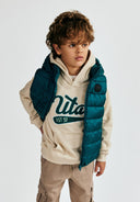 Bezrękawnik chłopięcy ocieplany z odpinanym kapturem zielony 2-14 lat