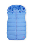 Girls quilted gilet with full zip and detachable hood light blue 2-14y