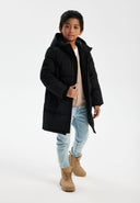 Boys black longer length padded jacket